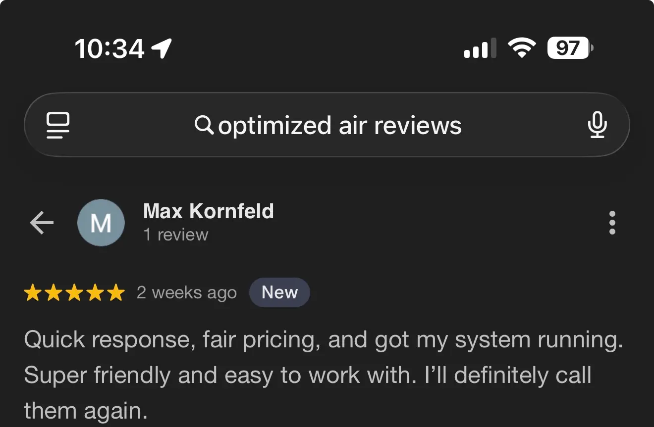5-star Google review from a satisfied customer