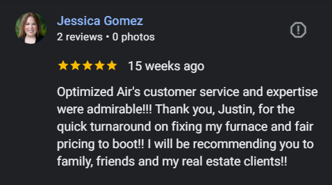 Google review screenshot for furnace installation