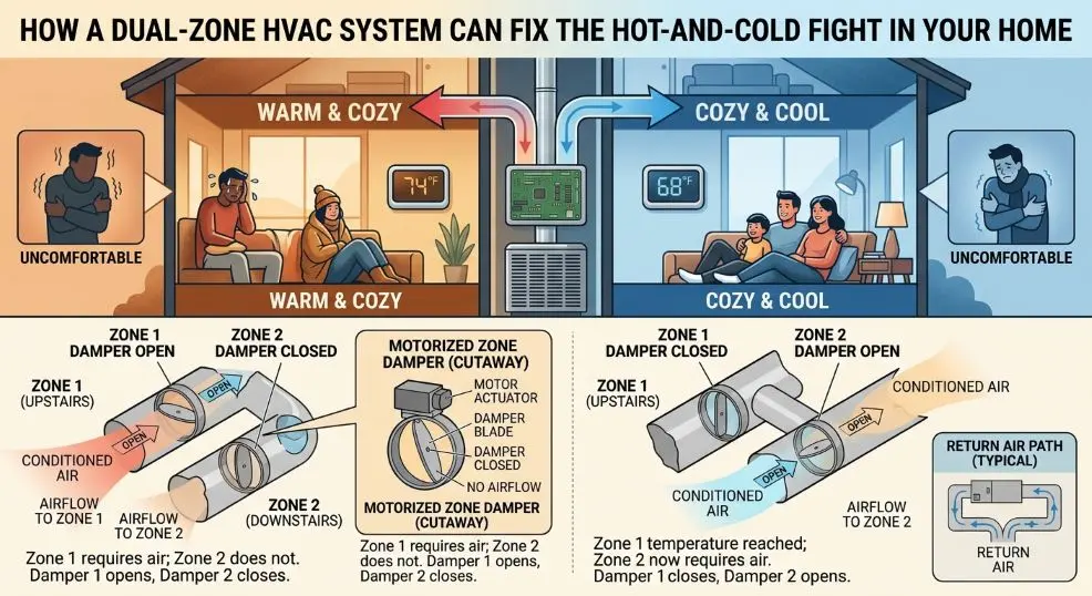 How a Dual-Zone HVAC System Can Fix the Hot-and-Cold Fight in Your Home